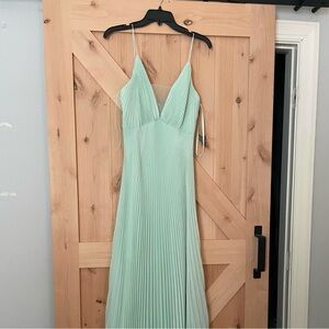 teal pleated dress